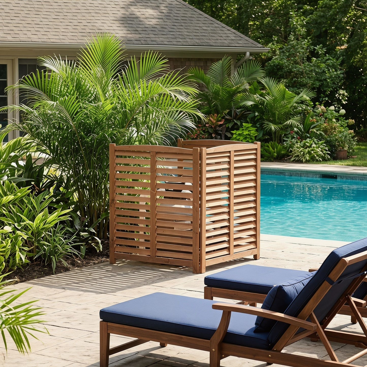 Solid Wood and Air Conditioner Privacy Fence