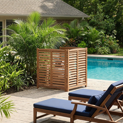 Solid Wood and Air Conditioner Privacy Fence