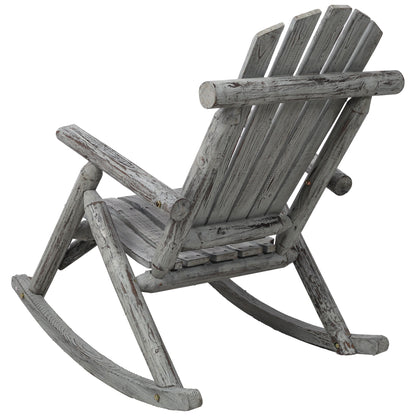 Durable Fir Log Rocking Chair in Weathered Gray Finish on Tampa Home & Garden Store