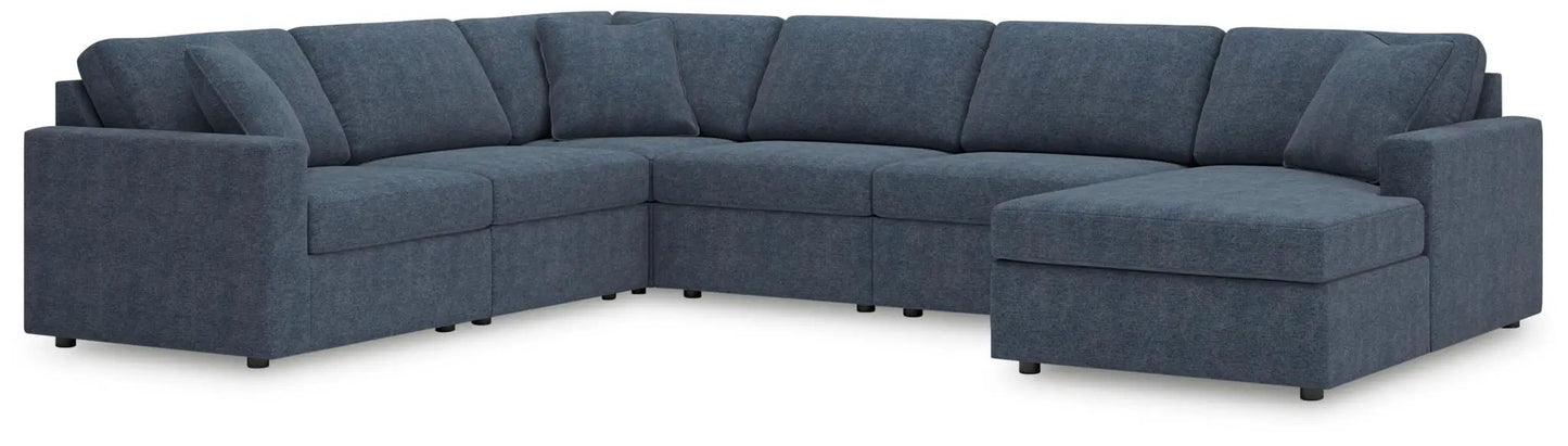 Modmax Sectional in Ink blue fabric, L-shaped stationary sofa with chaise by Unique Piece Furniture on Tampa Home & Garden Store