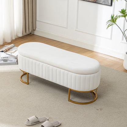 The Velvet Storage Bench with Gold Metal Legs