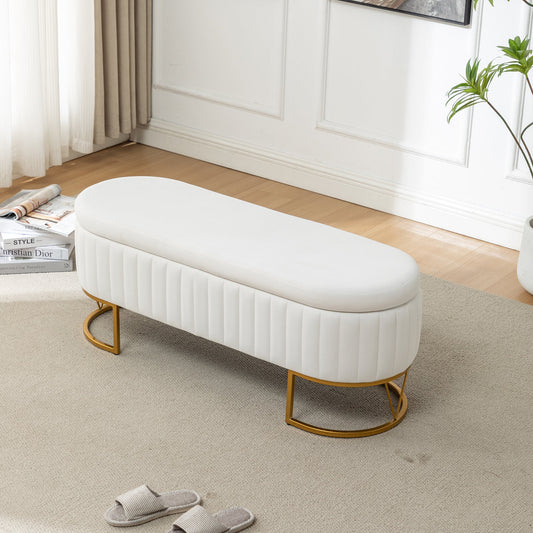 The Velvet Storage Bench with Gold Metal Legs
