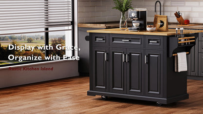 Large 54 Inch Kitchen Island and Rubber Wood