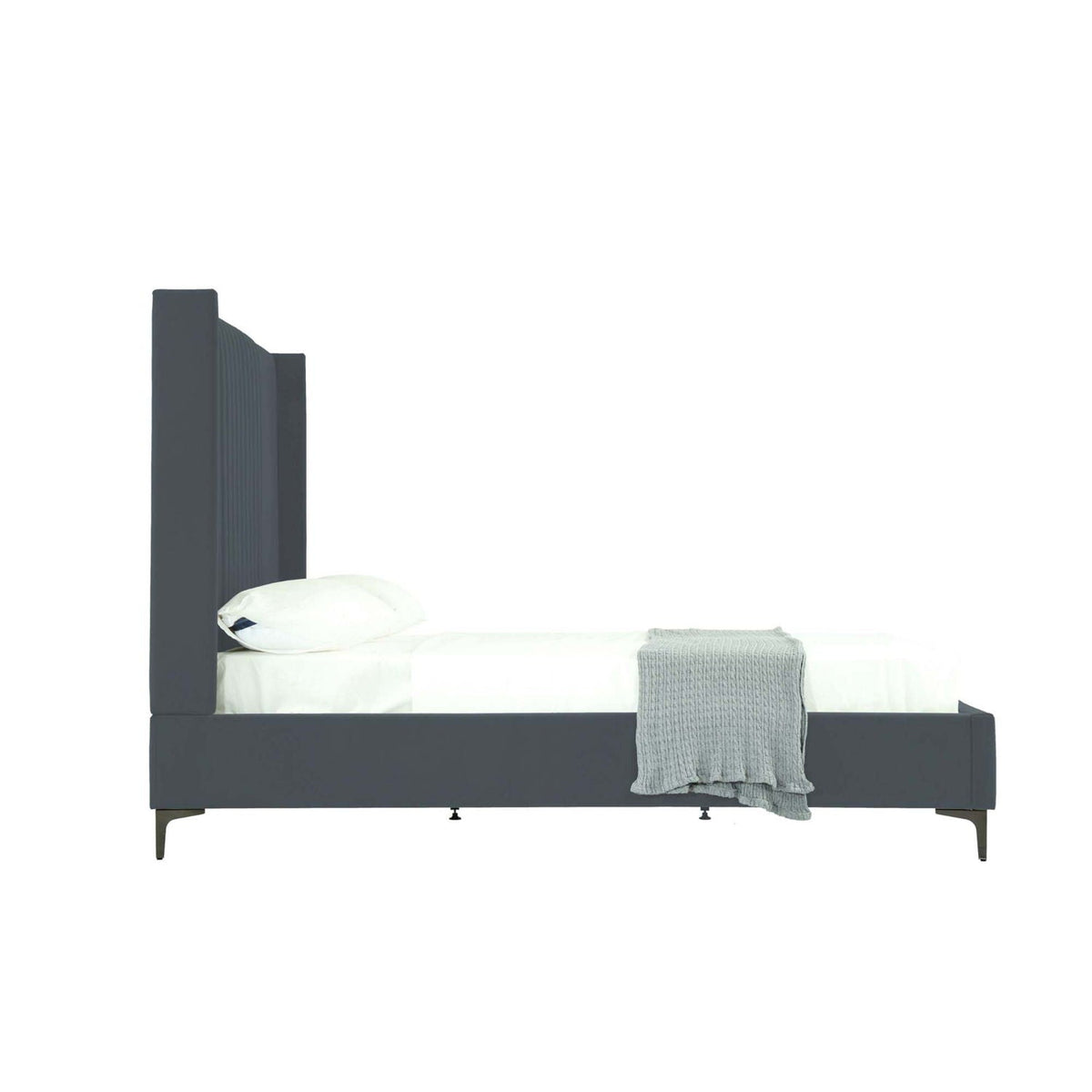 Promenade bed with upholstered charcoal gray headboard and slats by HouseOfZazla on Tampa Home & Garden Store