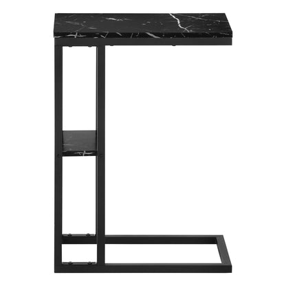 C Shaped Accent Table Marble Look and Modern