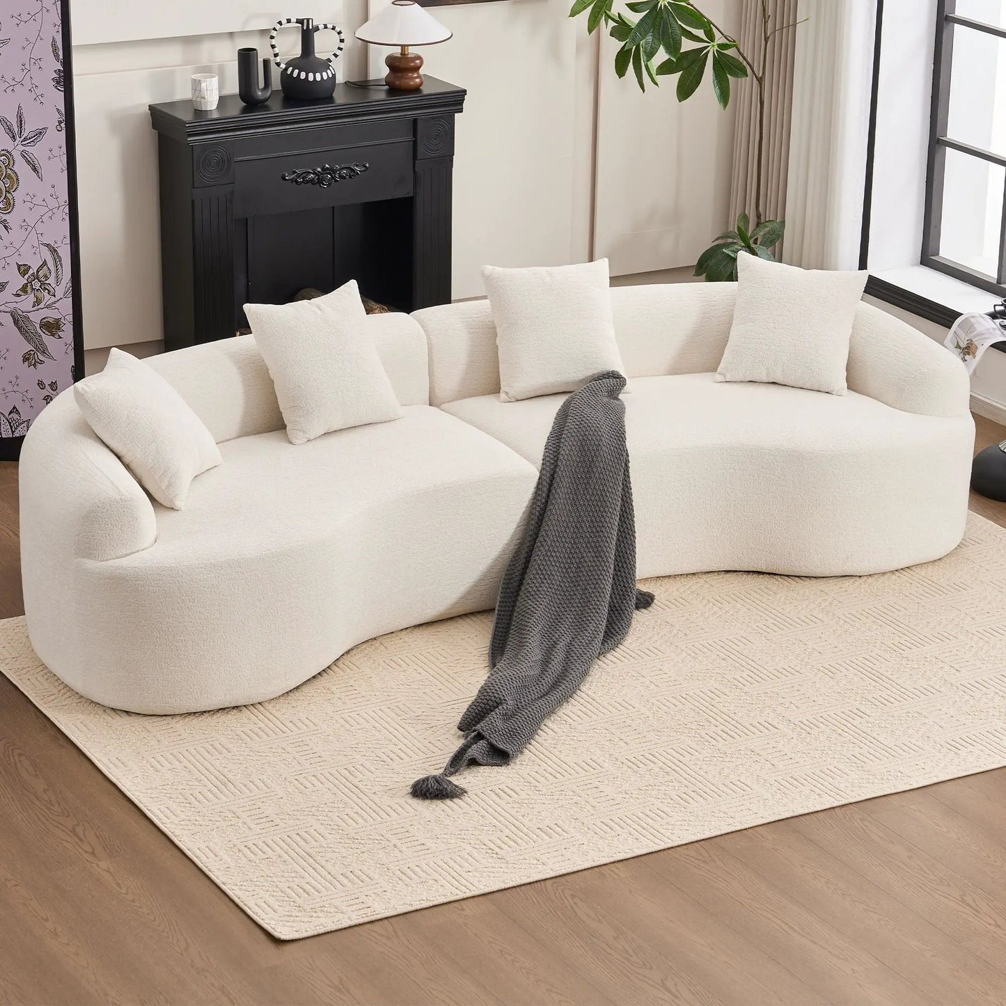 4 Seater Fabric Sofa With Sleeper For Living Room
