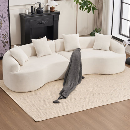 4 Seater Fabric Sofa by HouseOfZazla, cream boucle upholstery with 4 cushions on Tampa Home & Garden Store