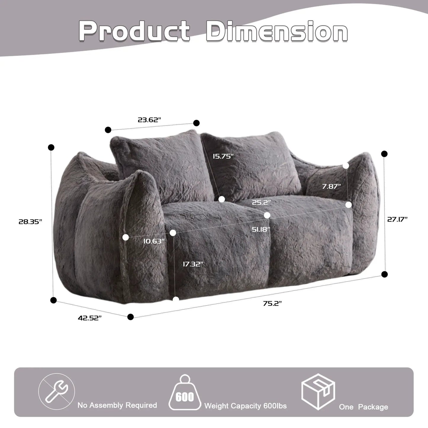 Giant Bean Bag Couch and Fluffy Loveseat