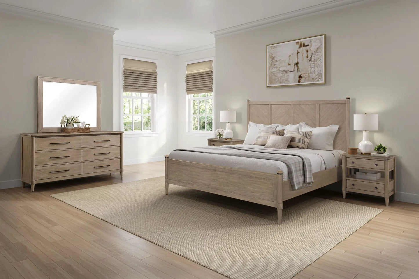 Transitional Lo-Post Bed with Warm Sand Finish