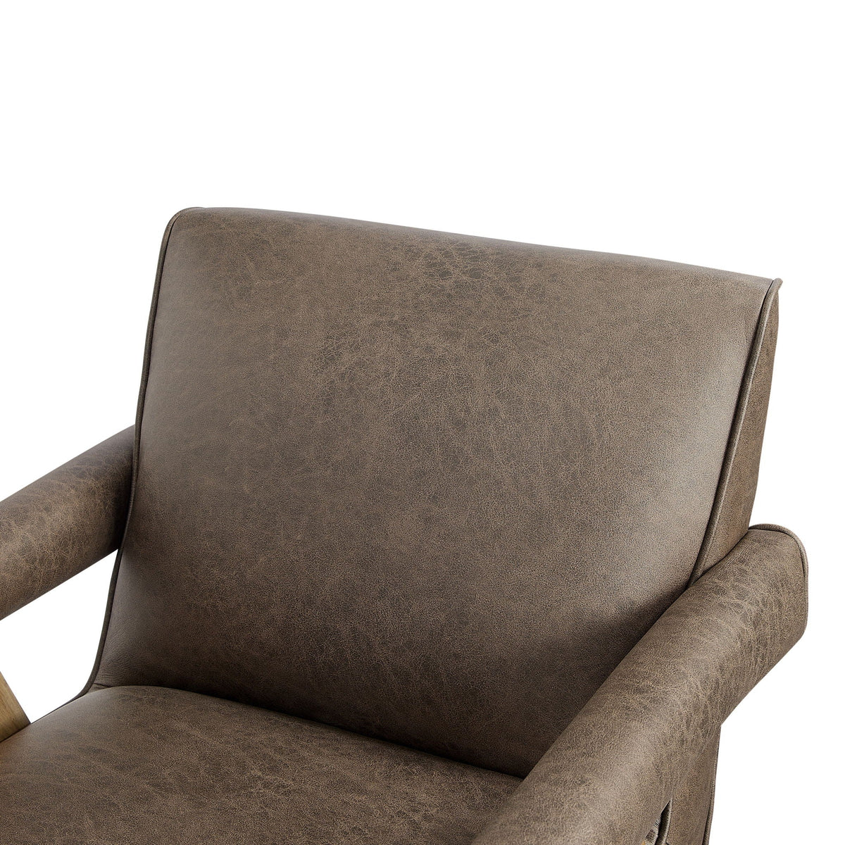 Nessi Arm Chair in brown distressed leather with solid wood A-frame on Tampa Home & Garden Store