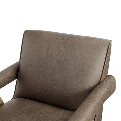 Nessi Arm Chair in brown distressed leather with solid wood A-frame on Tampa Home & Garden Store