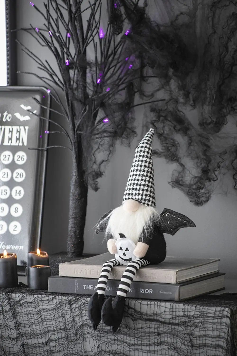 Gnome With Wings and Plaid Hat for Halloween