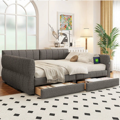 Upholstered Platform Bed With USB Charging Ports