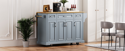 Large Rubber Wood Kitchen Island with Drop Leaf