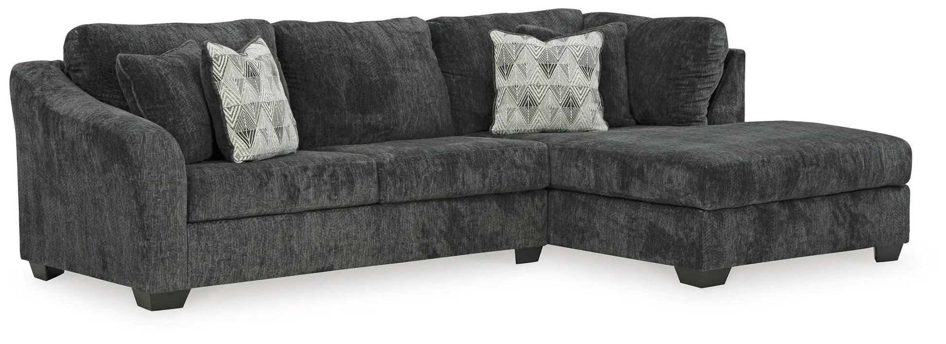 Biddeford Sectional by Unique Piece Furniture, charcoal stationary sofa with right chaise on Tampa Home & Garden Store