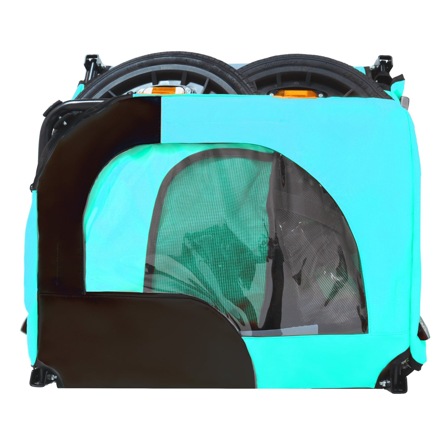 Pet bike trailer by HouseOfZazla, turquoise with black bottom and mesh window on Tampa Home & Garden Store