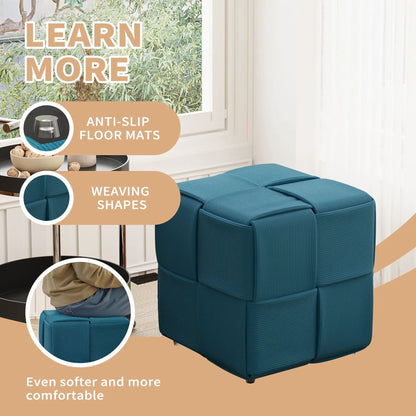 Modern Ottoman Foot Rest with Woven Design