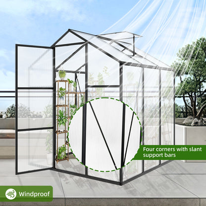 Windproof greenhouse with raised base, black frame and polycarbonate panels by HouseOfZazla on Tampa Home & Garden Store