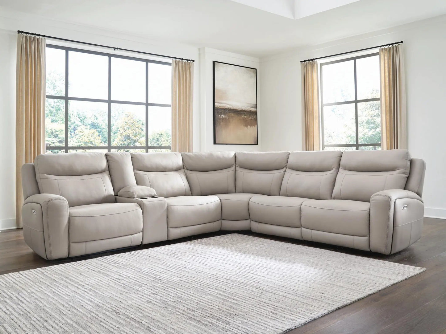 Gravier reclining sectional in light beige leather by Unique Piece Furniture on Tampa Home & Garden Store