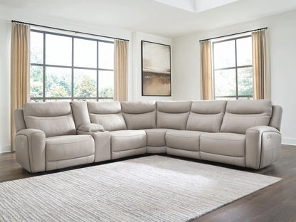 Gravier reclining sectional in light beige leather by Unique Piece Furniture on Tampa Home & Garden Store