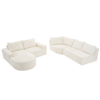 HouseOfZazla modular cloud sectional sofa set, cream upholstery, U-shaped with deep-seat stationary on Tampa Home & Garden Store