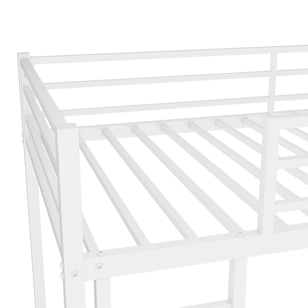 Bunk Bed With Noise Reduction And Safety Guardrail, white metal frame HouseOfZazla on Tampa Home & Garden Store