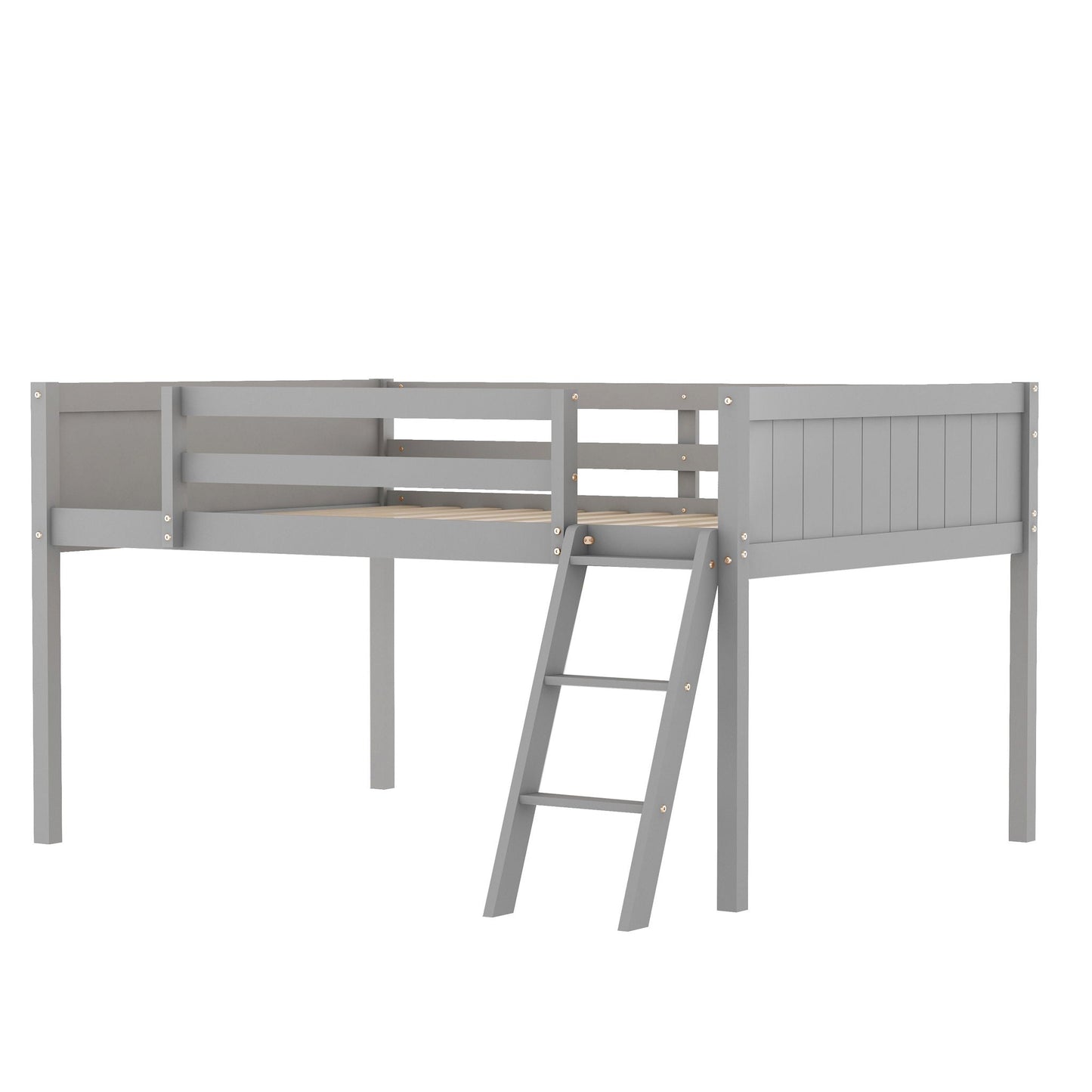 Low Loft Bed With Adjustable Ladder gray finish frame HouseOfZazla on Tampa Home & Garden Store