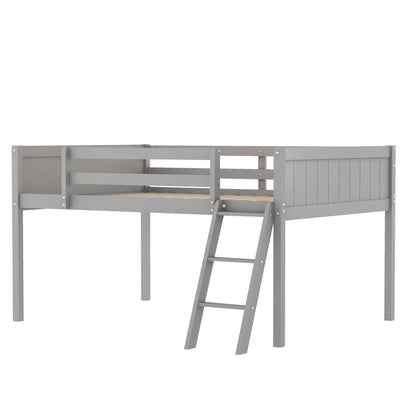 Low Loft Bed With Adjustable Ladder gray finish frame HouseOfZazla on Tampa Home & Garden Store