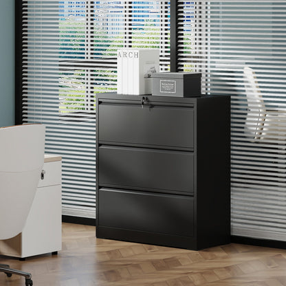 Black lateral filing cabinet with heavy duty locking drawers by HouseOfZazla, metal on Tampa Home & Garden Store