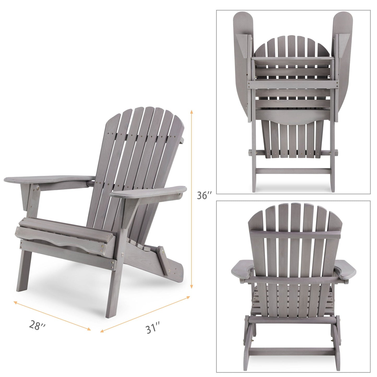 Set of Two Wooden Folding Adirondack Chairs