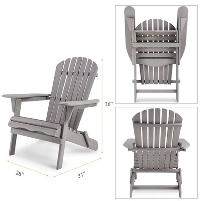 Set of Two Wooden Folding Adirondack Chairs