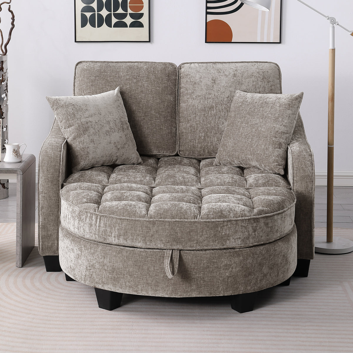 Modern Corduroy Two-Seater Sofa With Chaise