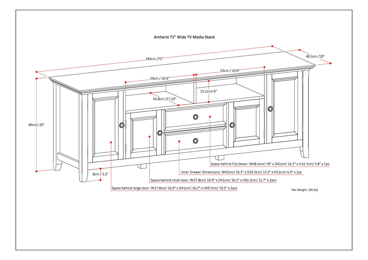 Handcrafted wide TV stand with side cabinets, central drawers, and open storage by HouseOfZazla on Tampa Home & Garden Store