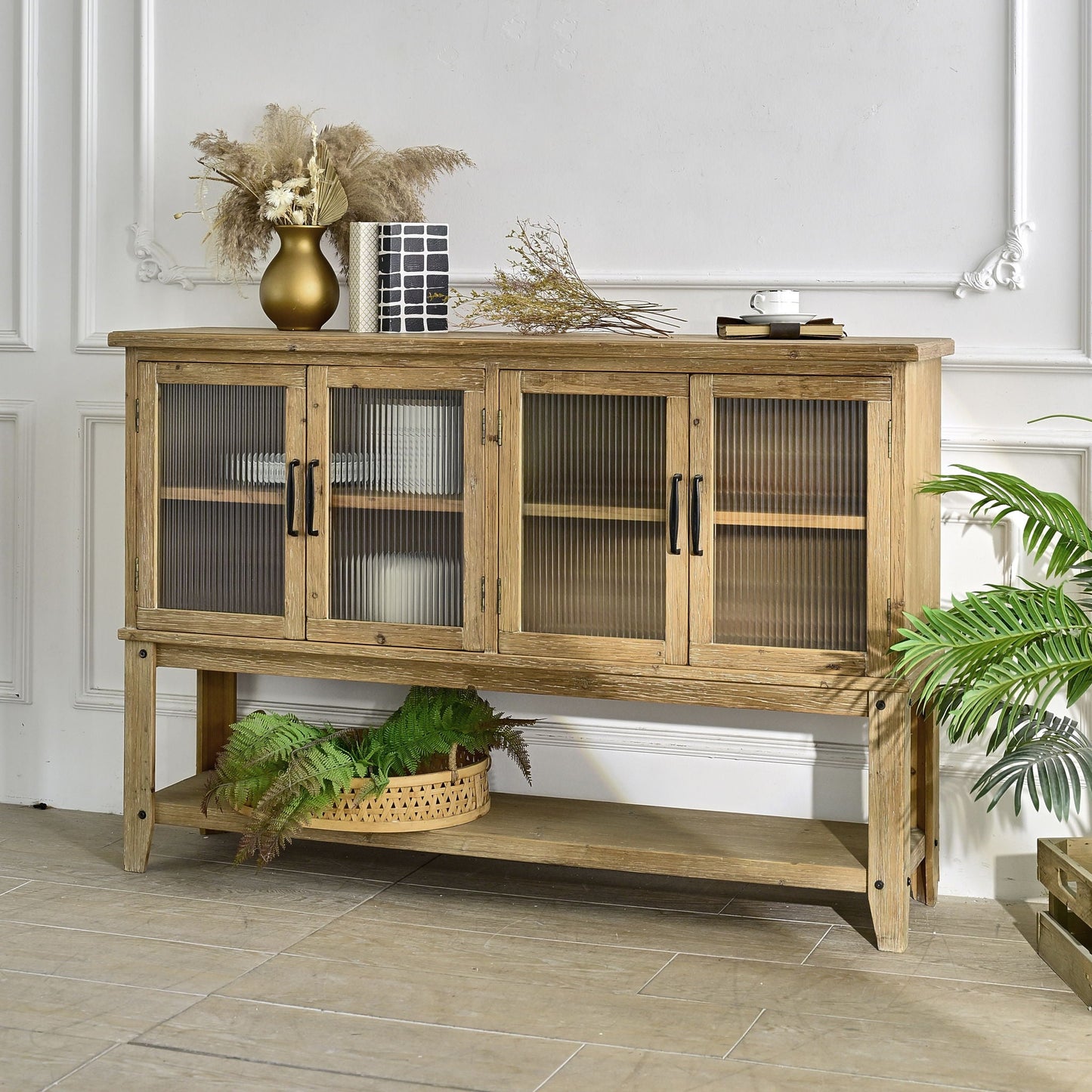Natural Wood Kitchen Sideboard for Storage