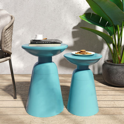 Serenita Outdoor Side Tables with Flared Design, set of 2 in turquoise blue by HouseOfZazla on Tampa Home & Garden Store
