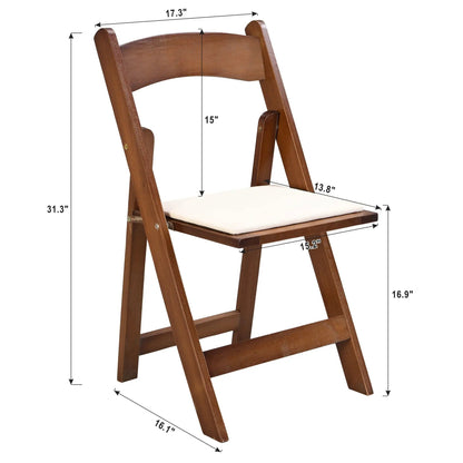 Solid Wood Upholstered Folding Chairs Dining Set