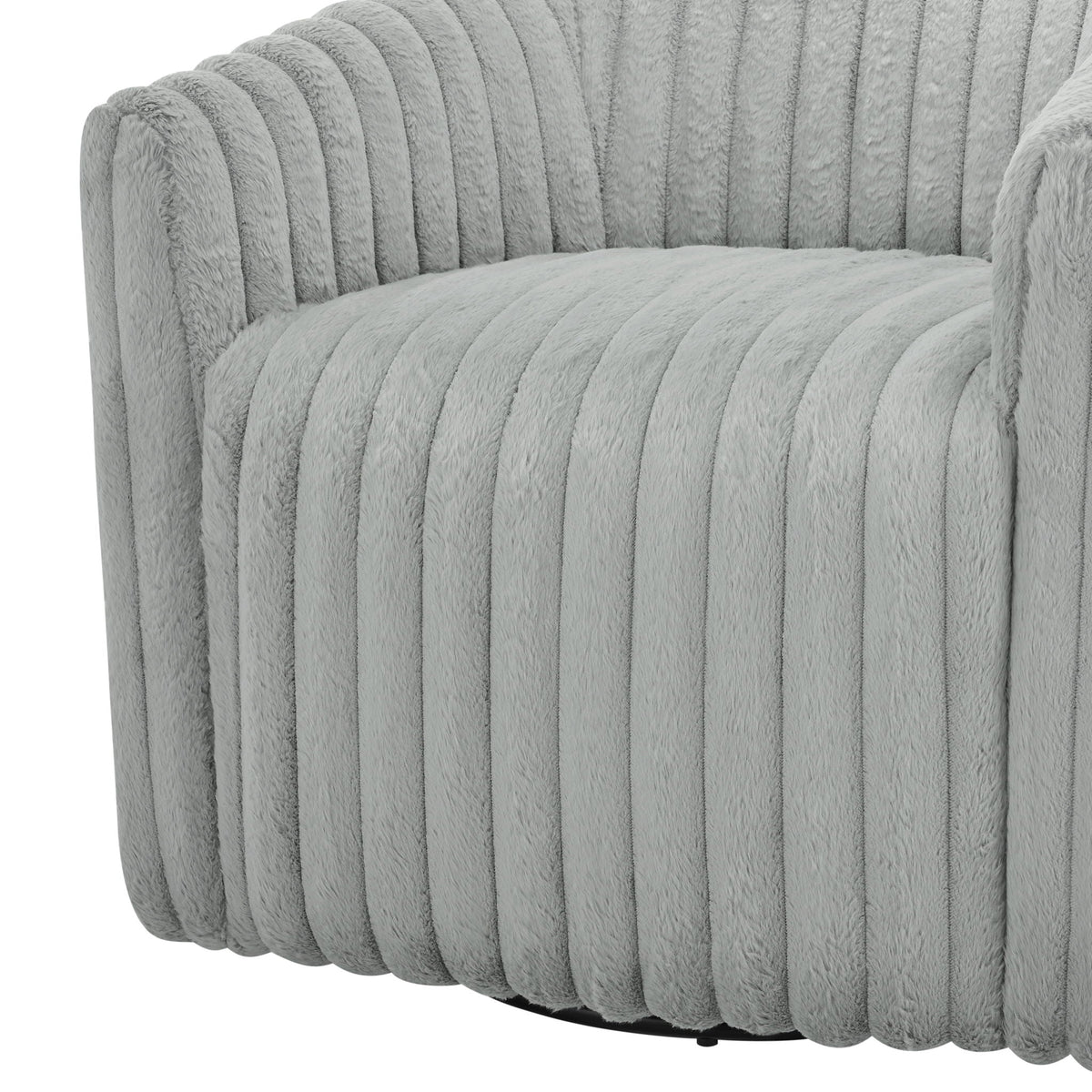 Gray barrel swivel chair with plush cord fabric by HouseOfZazla on Tampa Home & Garden Store