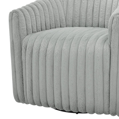 Gray barrel swivel chair with plush cord fabric by HouseOfZazla on Tampa Home & Garden Store