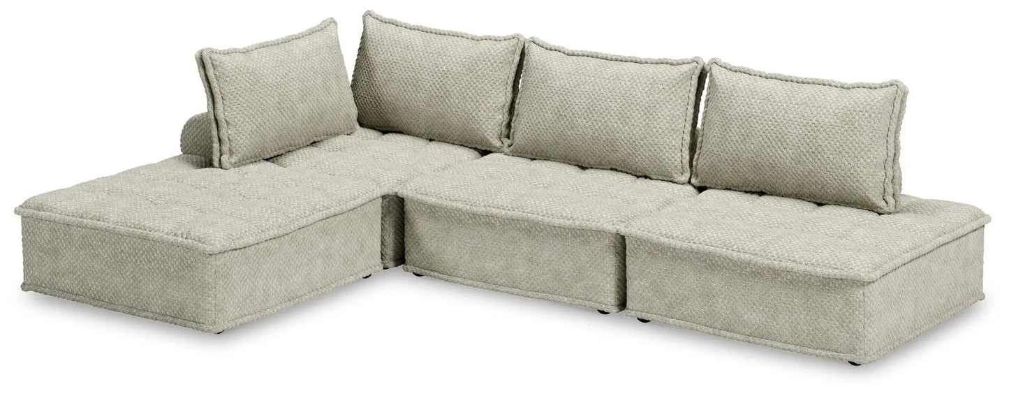 Bales Sectional by Unique Piece Furniture in beige boucle upholstery with plush back cushions on Tampa Home & Garden Store