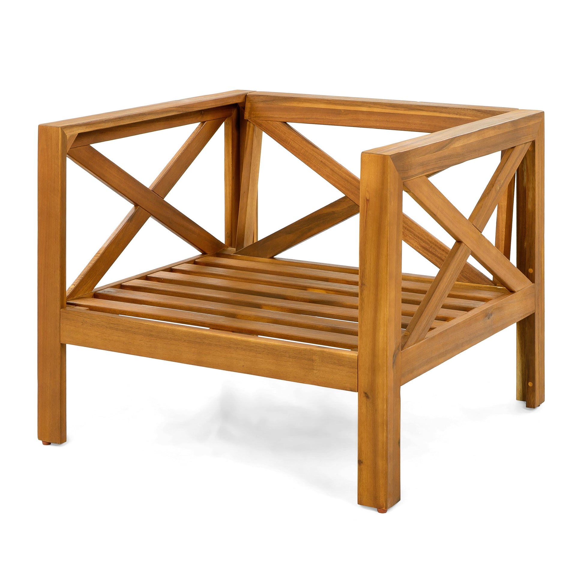 Outdoor Acacia Wood Club Chairs set of 2 by HouseOfZazla, natural wood frame on Tampa Home & Garden Store