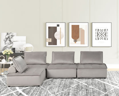 Anna sectional sofa ottoman in gray fabric with cushions on Tampa Home & Garden Store on Tampa Home & Garden Store