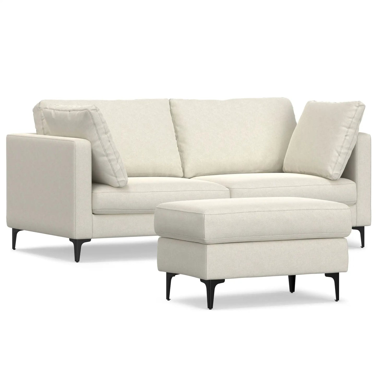 Ava Mid Century Sofa with Ottoman Set in Fabric