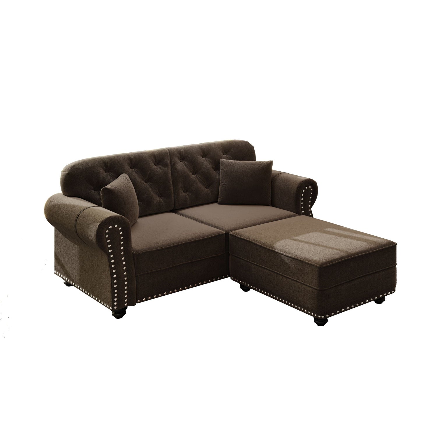Upholstered Sofa Set with Nailhead and Pillows