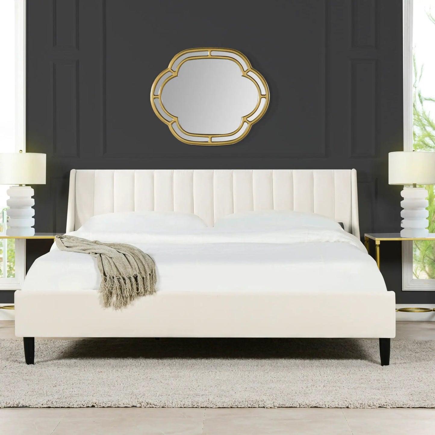 Aspen Vertical Tufted Headboard Platform Bed