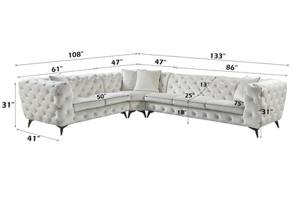 Atronia sectional sofa beige tufted with 4 pillows stationary by Unique Piece Furniture on Tampa Home & Garden Store