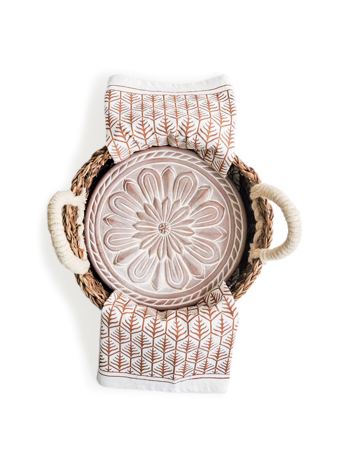 Coffret cadeau chauffe-pain et panier avec torchon - Fleur vintage