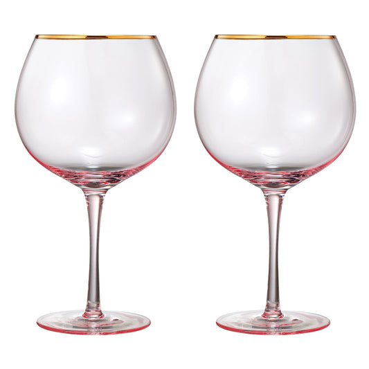 Pink Palazzo Stemmed Wine Glassware Set of Two