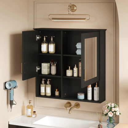 Medicine cabinet with adjustable shelves and soft-close doors in black finish on Tampa Home & Garden Store
