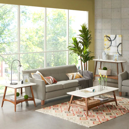 Modern coffee table with extra storage, white top and wood legs by Unique Piece Furniture on Tampa Home & Garden Store
