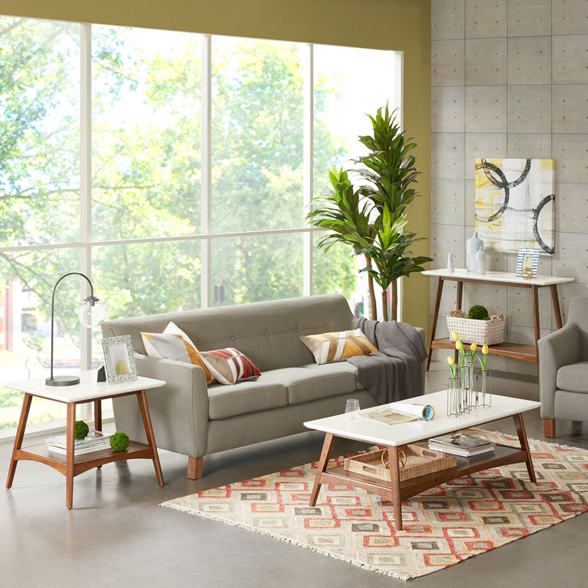 Modern coffee tables with storage shelf, white tops and dark brown legs by HouseOfZazla two on Tampa Home & Garden Store